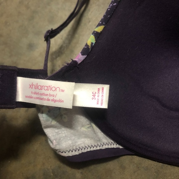purple flower bra with striped band 34C - Picture 3 of 3